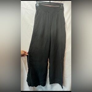 Aerie Womens Black Crinkle Cotton Drawstring Pants XS